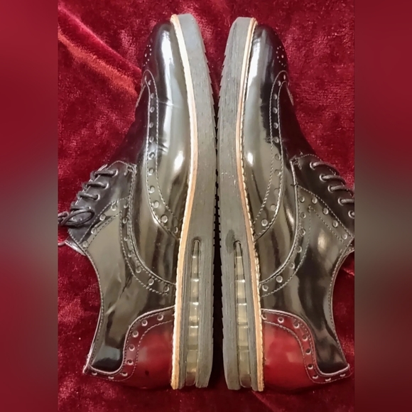 Nobrand Polished Leather Black/Burgundy Brogue Wingtips Sz 41 ( 8.5 M, 10 WO) - Picture 5 of 13